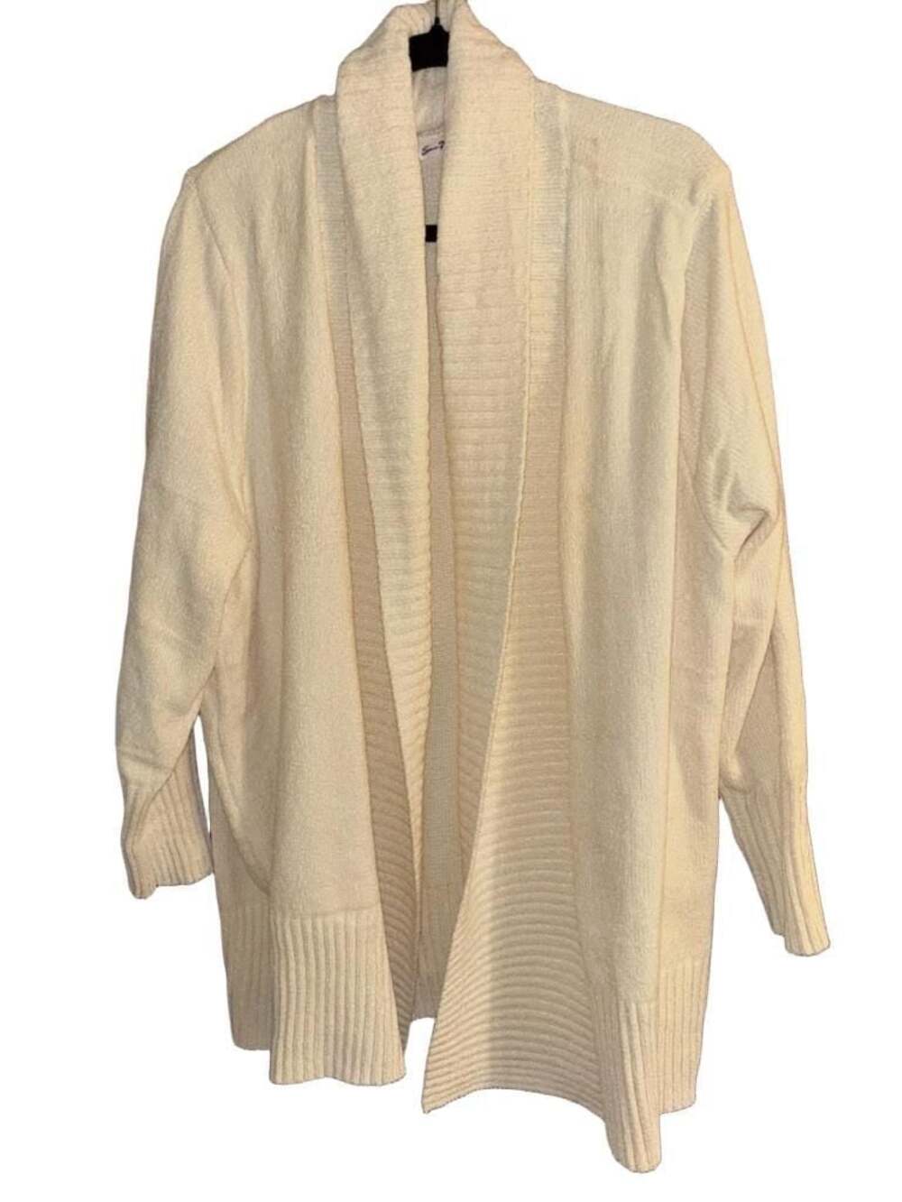 Seven7 Women's Super Soft Cozy Chenille Cardigan Sweater Antique White 2X New Wi